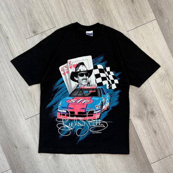 Vintage 1992 Richard Petty STP NASCAR Single Stitch Men's Black T-Shirt Size XL - Picture 1 of 7